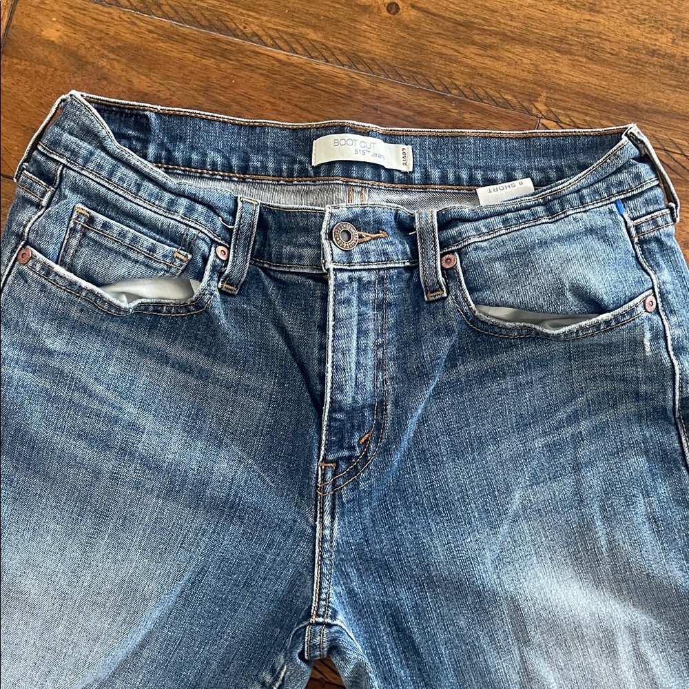 Vintage Levi’s 515 boot cut blue denim jeans size 8 short mid rise distressed 8p - Picture 2 of 16